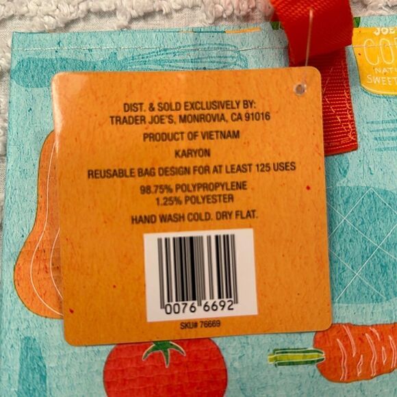 Trader Joe’s Plastic Reusable Small Shopping Tote Bag Squash Kitchen Cupcakes - Picture 12 of 12